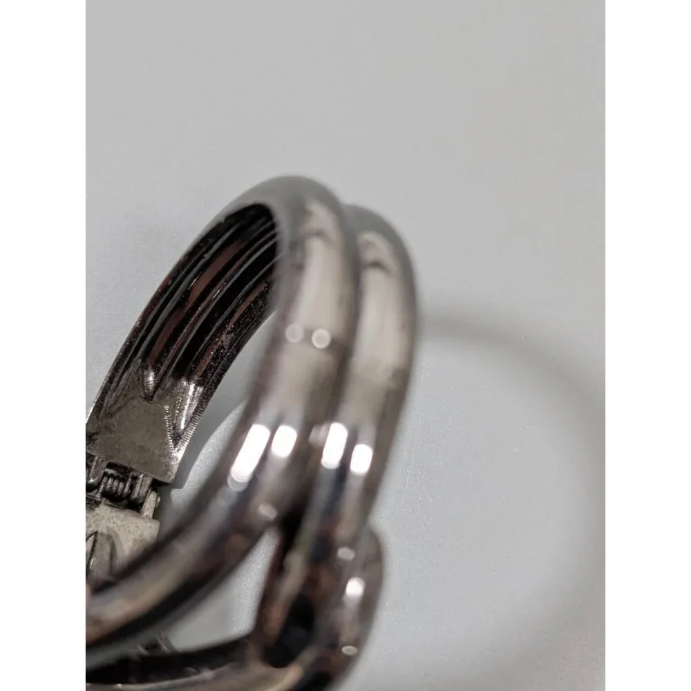 Lia Sophia Gunmetal Gray Twist Chunky Hinge Clamp Bracelet Galena Modern 6.5‎ in
